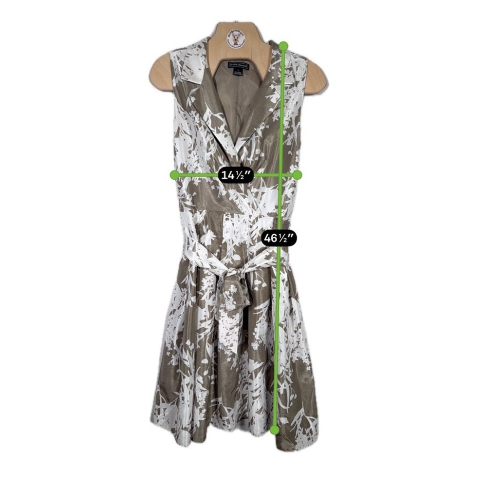 Jessica Howard Metallic Floral Fit Flare Cocktail Dress Women's 18 Taupe - Picture 6 of 7